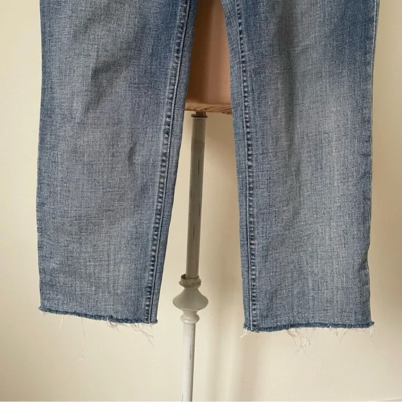 L'AGENCE Milana Westwood Blue Raw Hem Straight Leg Low Rise Stovepipe Jeans 28
